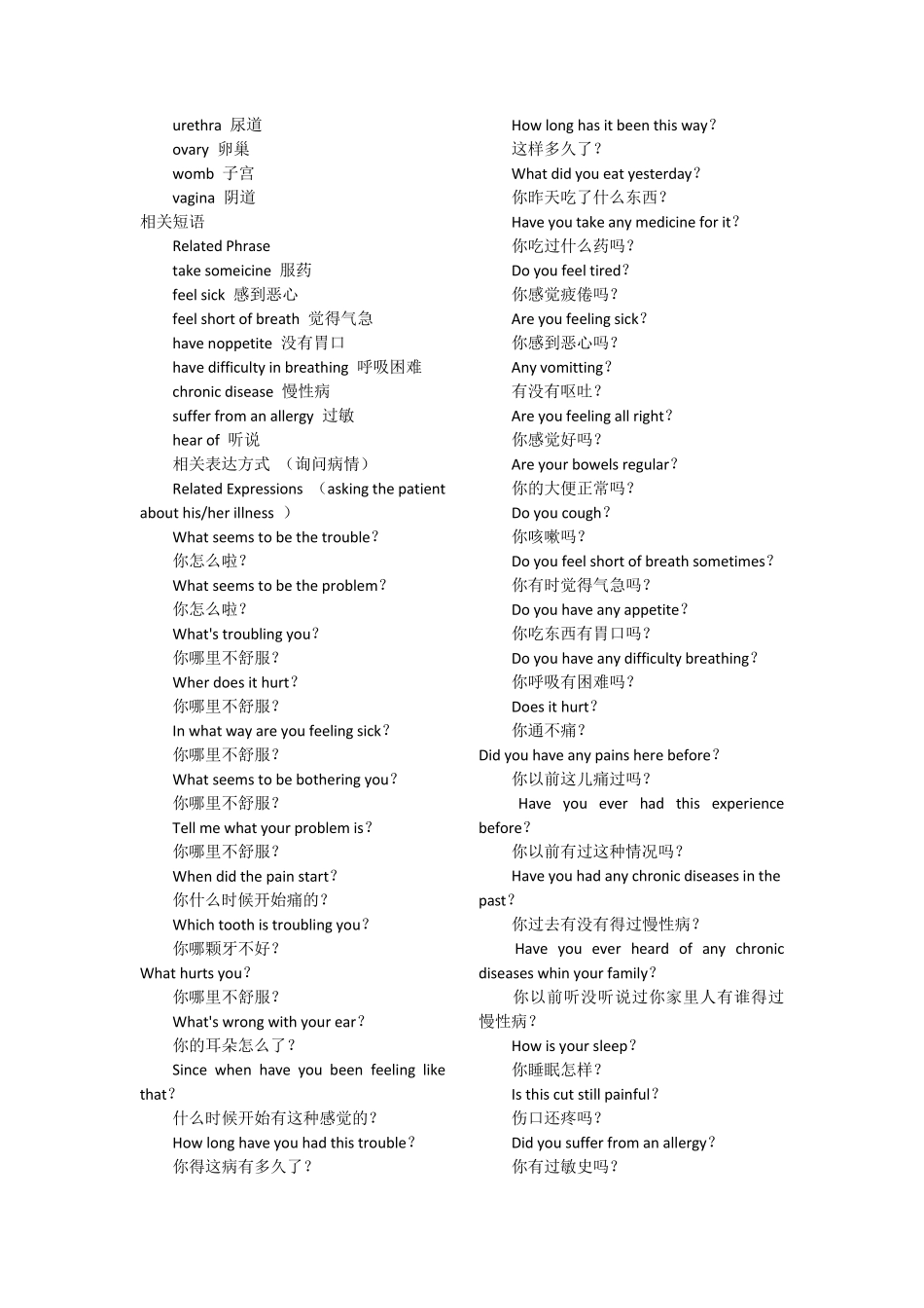 医院英语口语_第2页