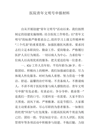 医院青年文明号申报材料