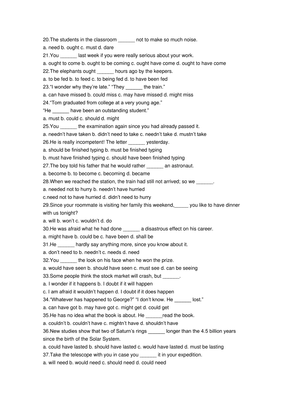 十一、中考英语助动词练习题_第2页