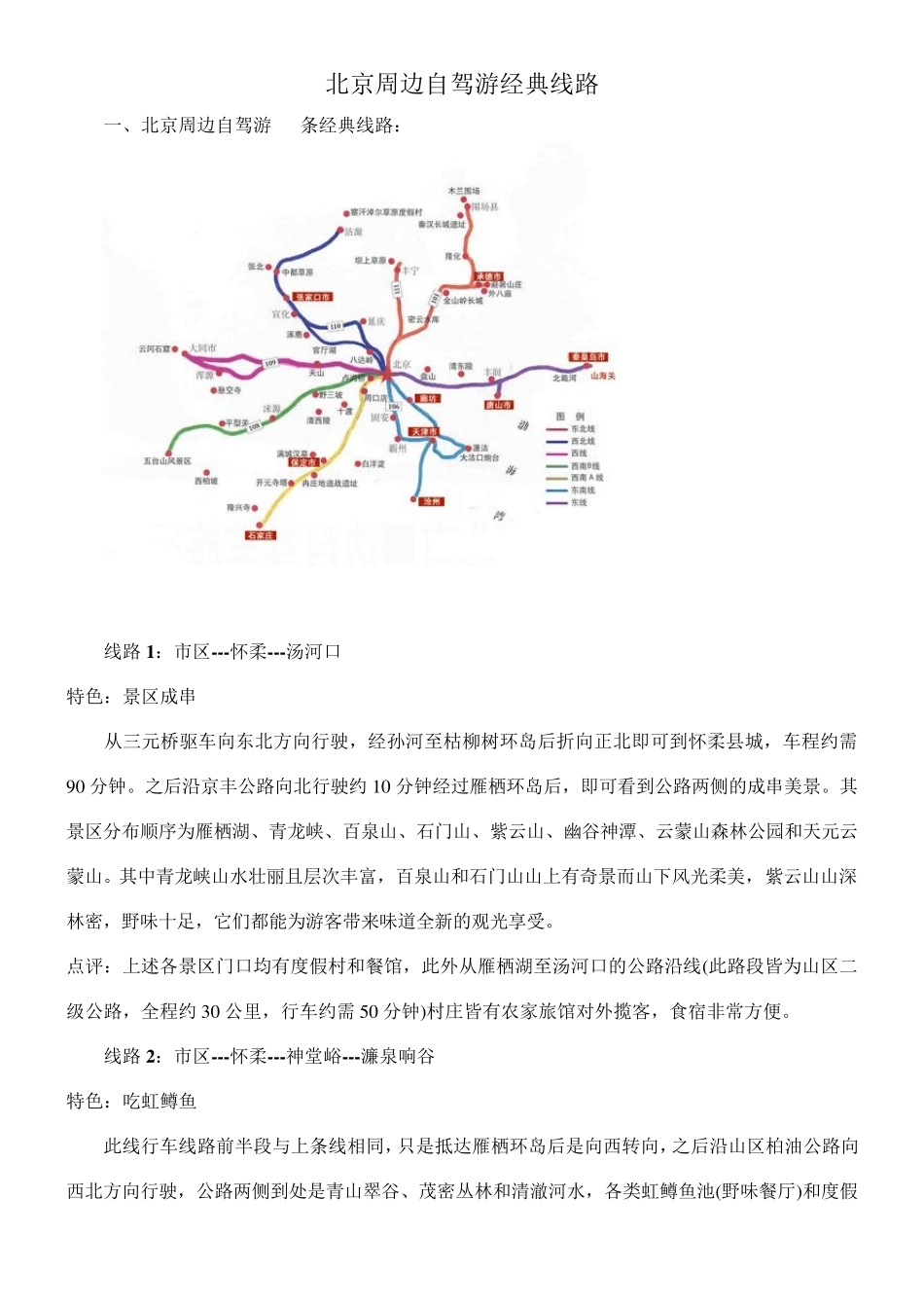 十一假期北京周边地区自驾游80条线路路书_第1页