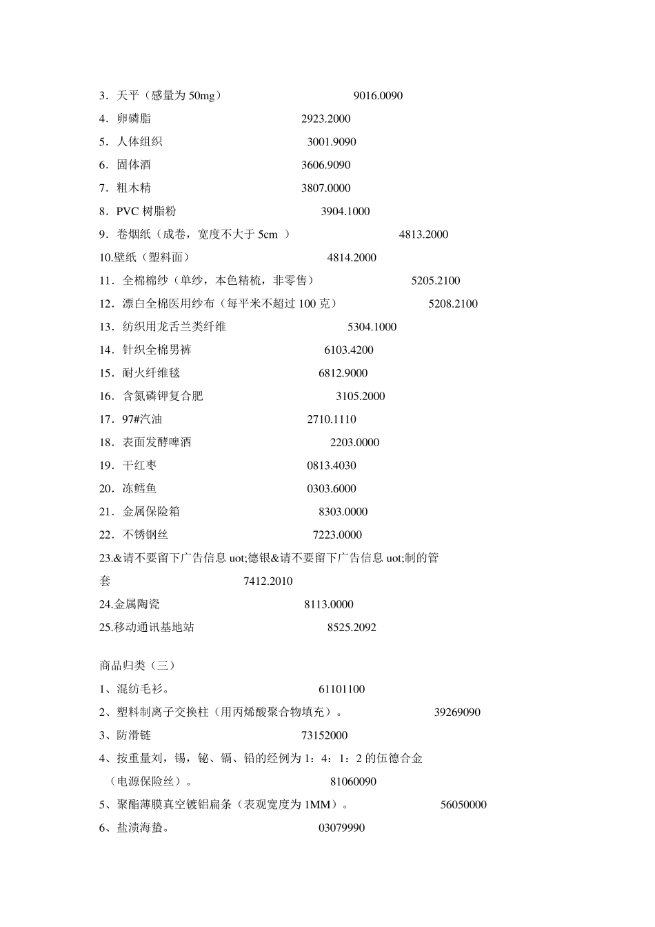 十九套商品编码练习题及答案_第2页
