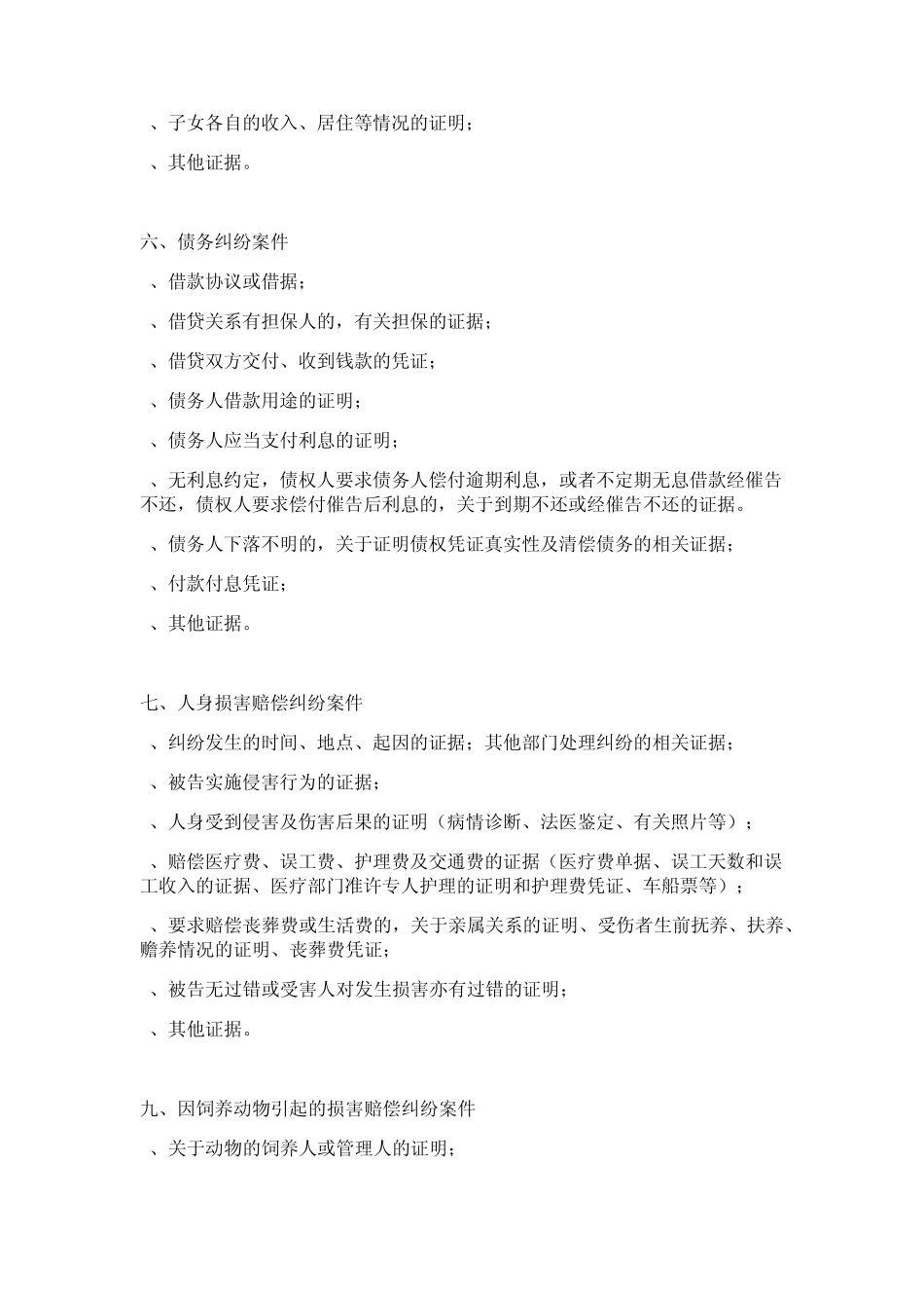 十八类案件提交证据目录_第3页