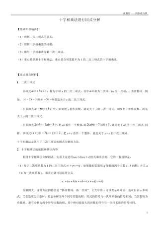 十字相乘法进行因式分解(详案)