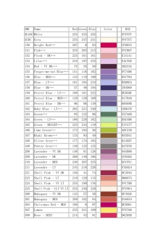 十字绣DMC绣线色号