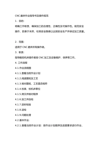 CNC磨床作业指导书及操作规范