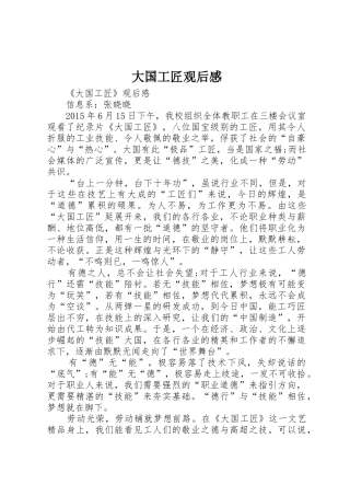 大国工匠观后感_1