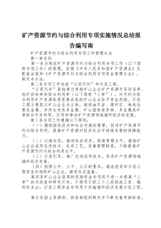 矿产资源节约与综合利用专项实施情况总结报告编写南_1