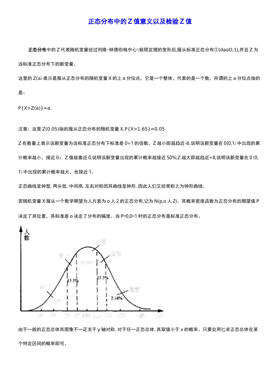 正态分布中的Z值意义以及检验Z值_第1页