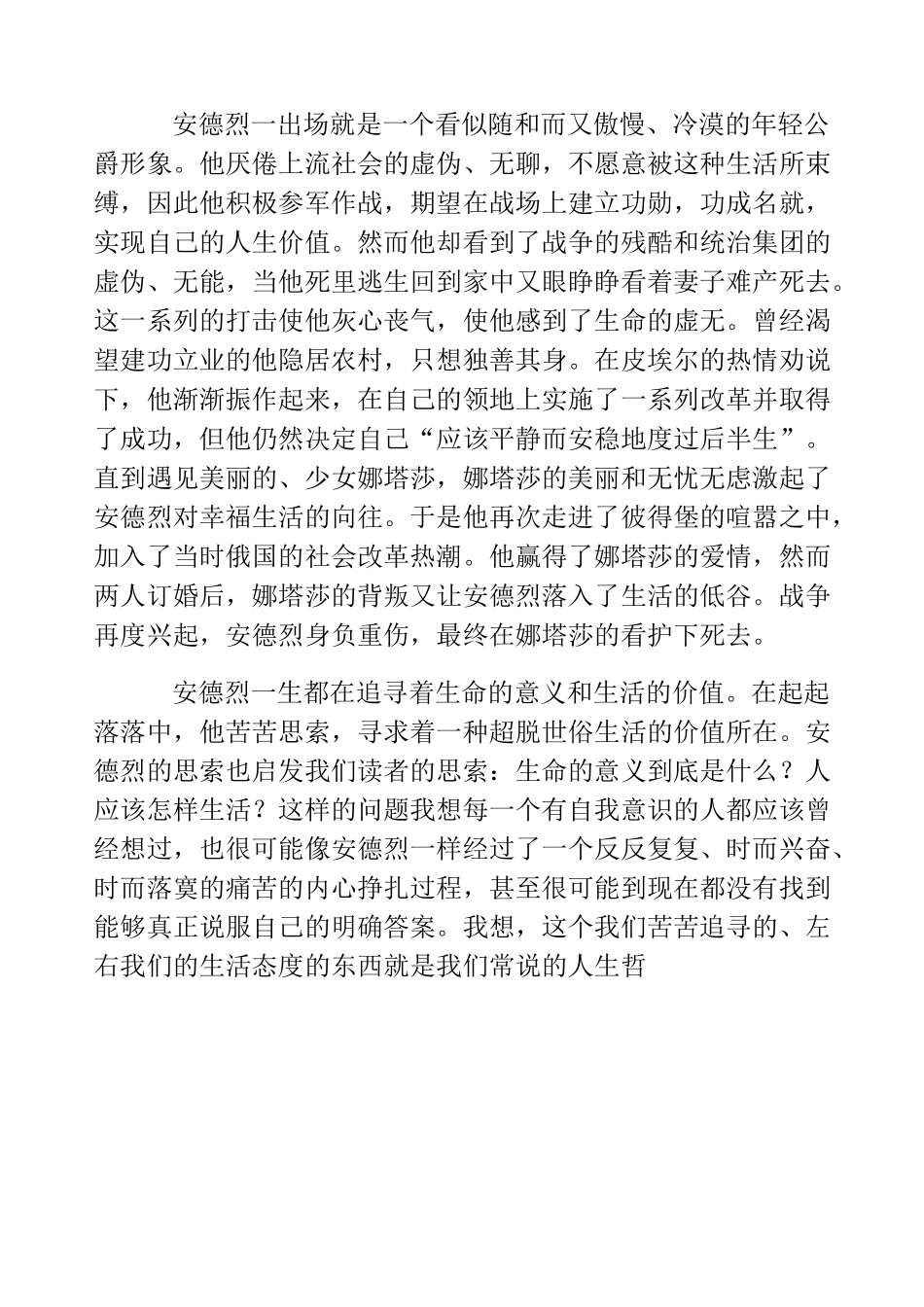 战争与和平读后感悟_第3页