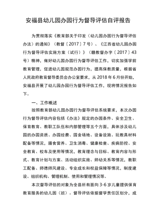 幼儿园办园行为督导评估  报告