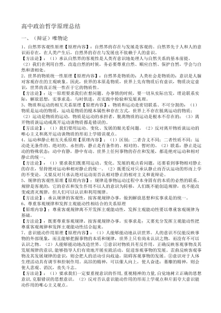 高中政治哲学原理方法论总结