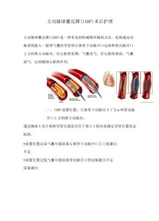 主动脉球囊反搏(IABP)术后护理