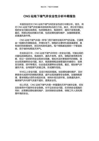 CNG站地下储气井安全性分析中期报告