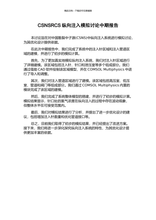 CSNSRCS纵向注入模拟研究中期报告