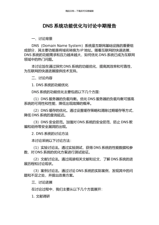 DNS系统功能优化与研究中期报告