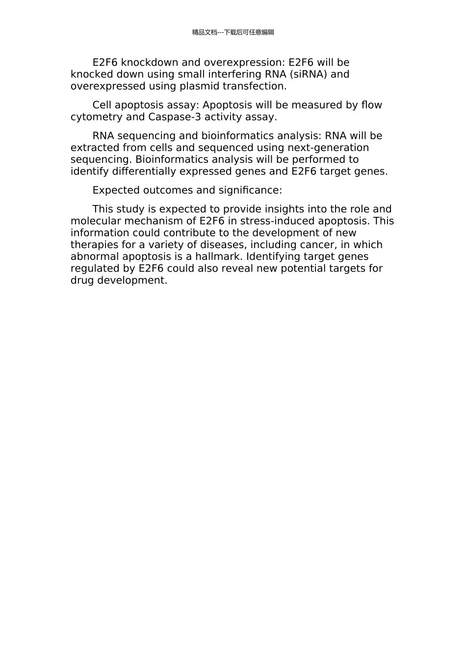 E2F6在应激损伤导致细胞凋亡中的作用及分子机制研究的开题报告_第2页