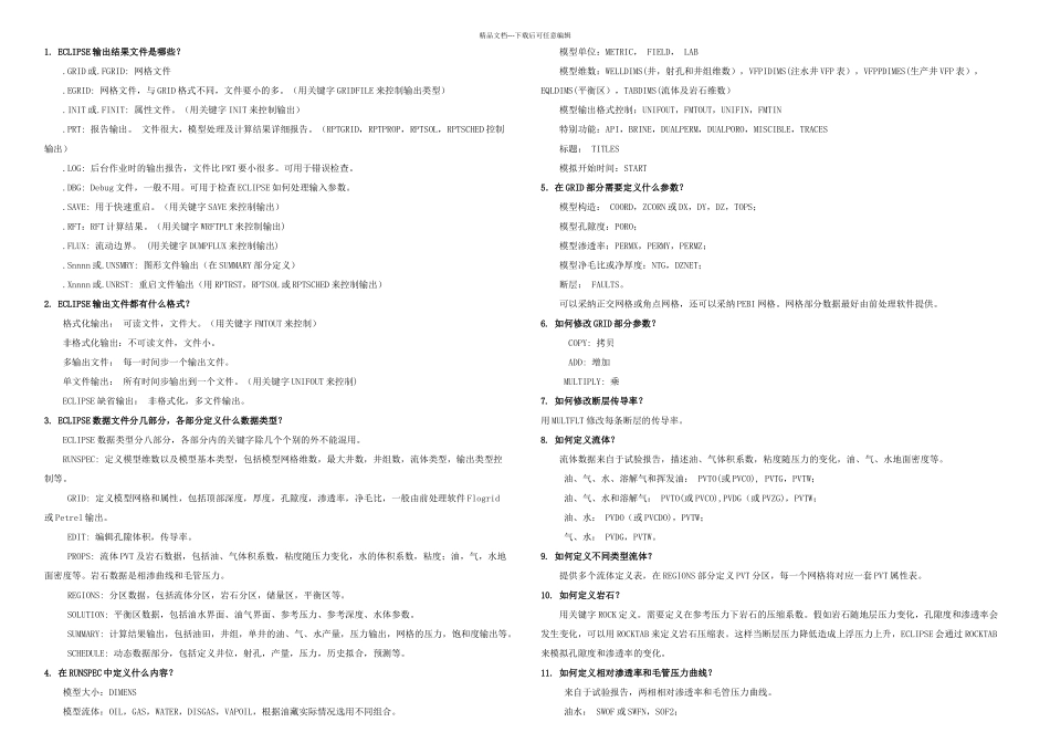 Eclipse数值模拟软件问答_第1页