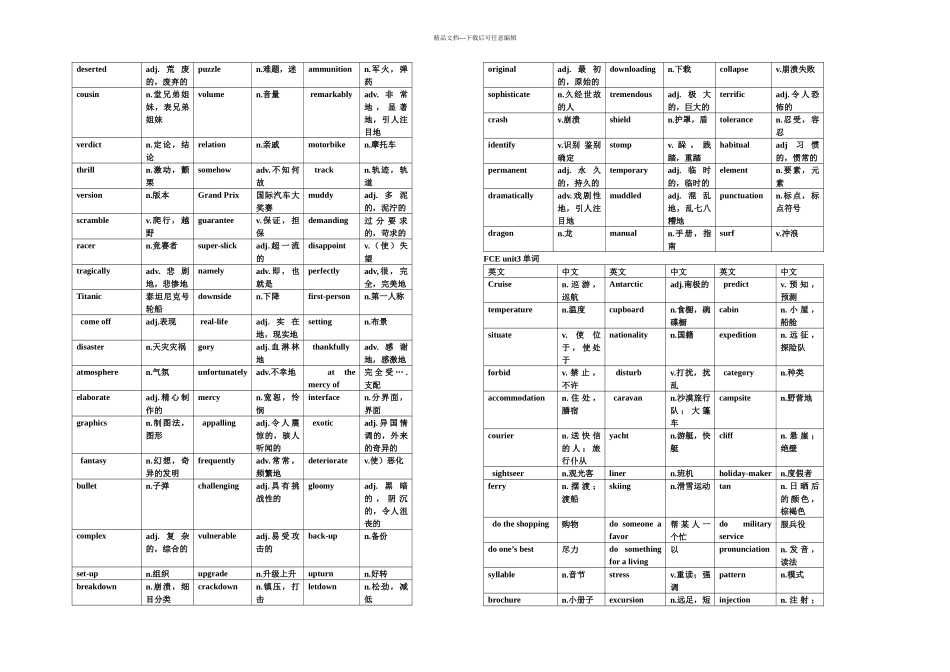 FCE130单元单词带汉语意思_第2页