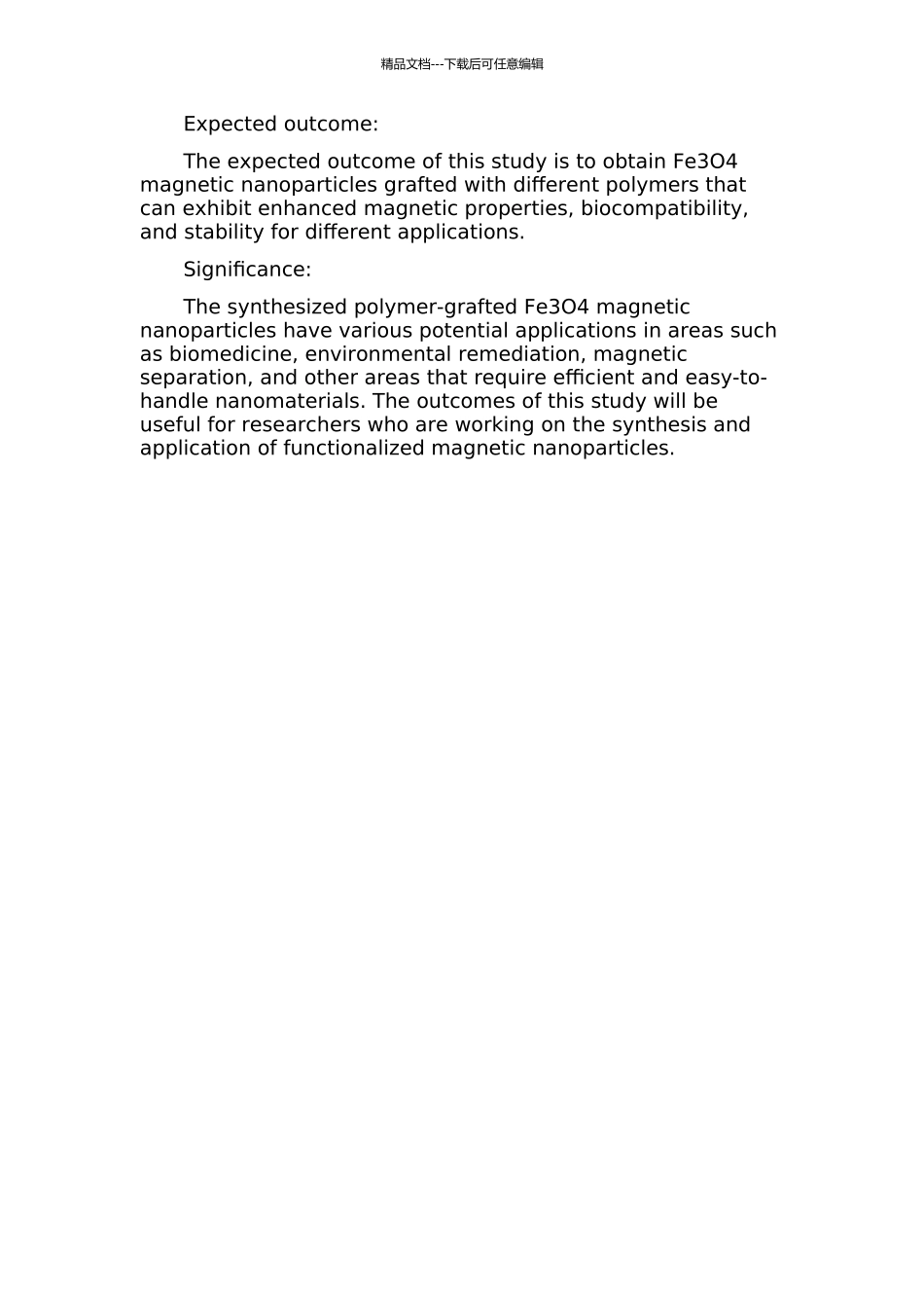Fe3O4磁性纳米颗粒表面接枝聚合物制备的研究的开题报告_第2页