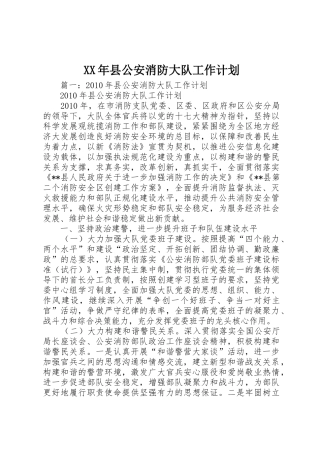 XX年县公安消防大队工作计划