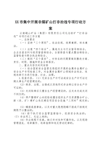 XX市集中开展非煤矿山打非治违专项行动方案_1