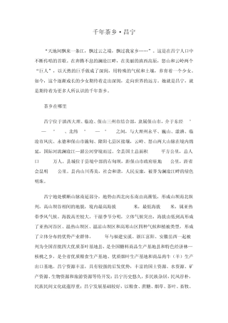 千年茶乡——昌宁
