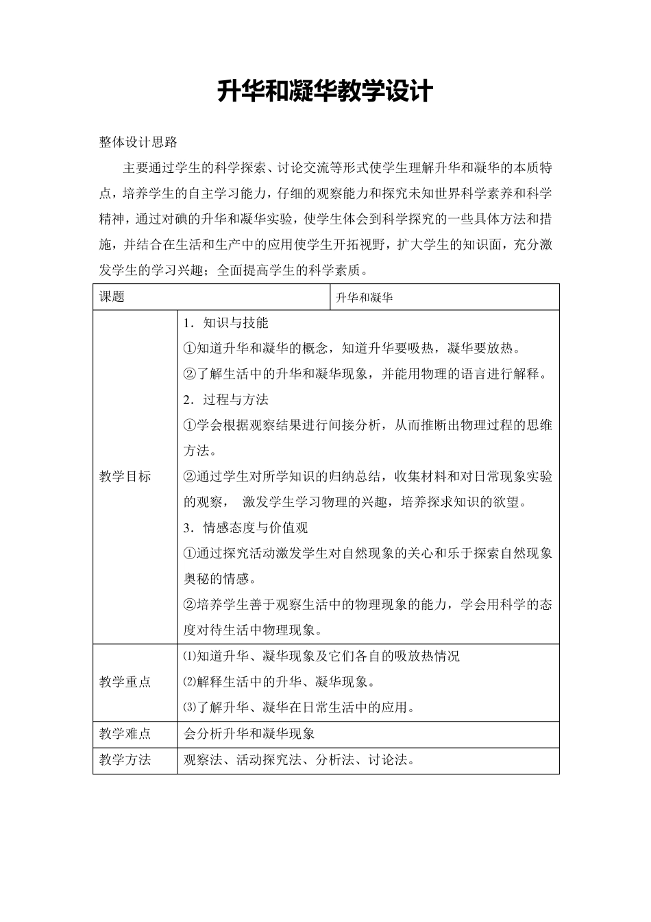 升华和凝华教学设计_第1页