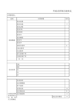 升流式厌氧污泥床反应器(UASB)设计计算书