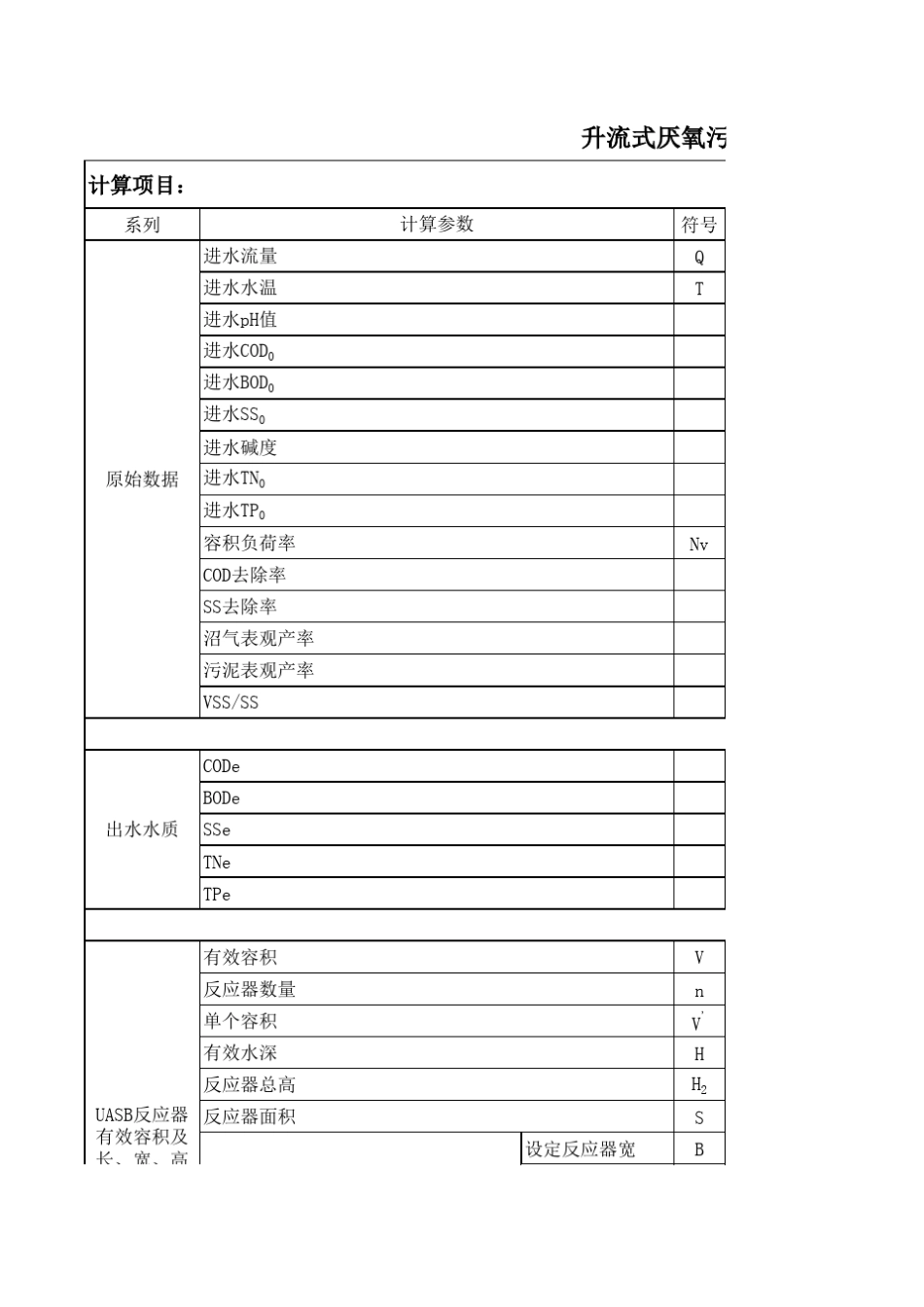 升流式厌氧污泥床反应器(UASB)计算书_第1页