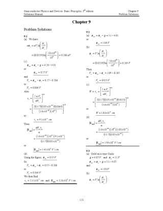 半导体物理与器件第三版(尼曼)09章答案