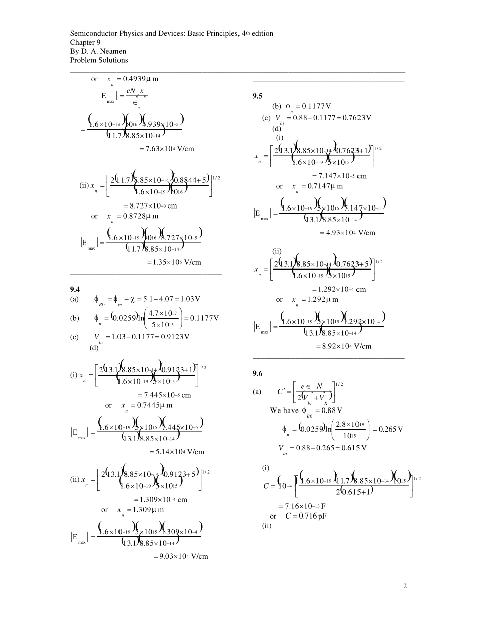 半导体物理与器件第四版课后习题答案9_第2页