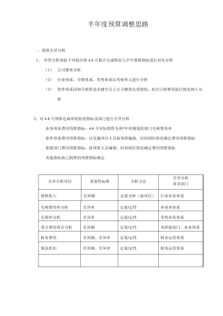 半年预算调整思路