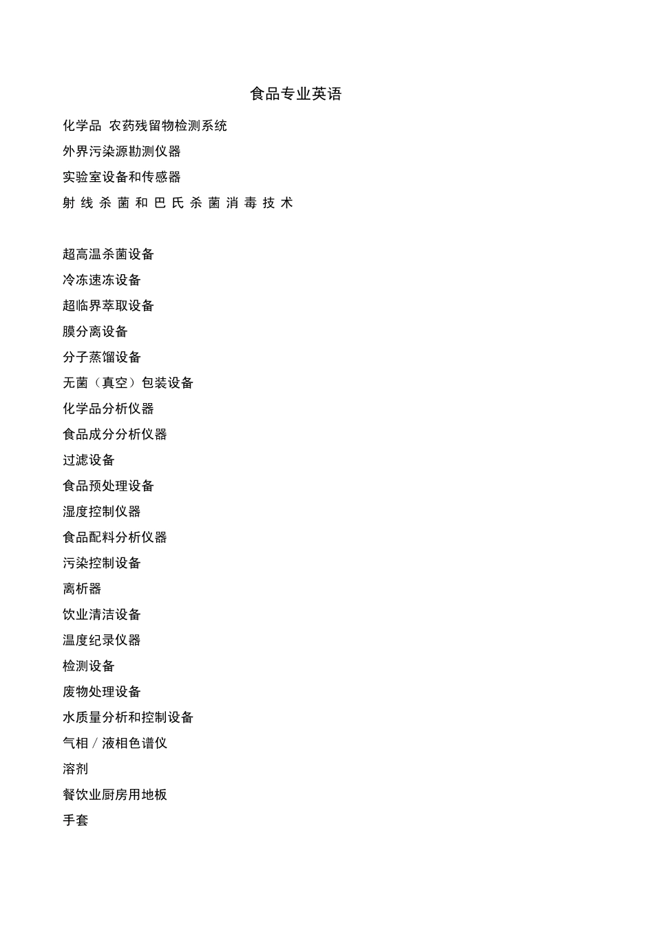 华中农业大学食品专业英语词汇_第1页
