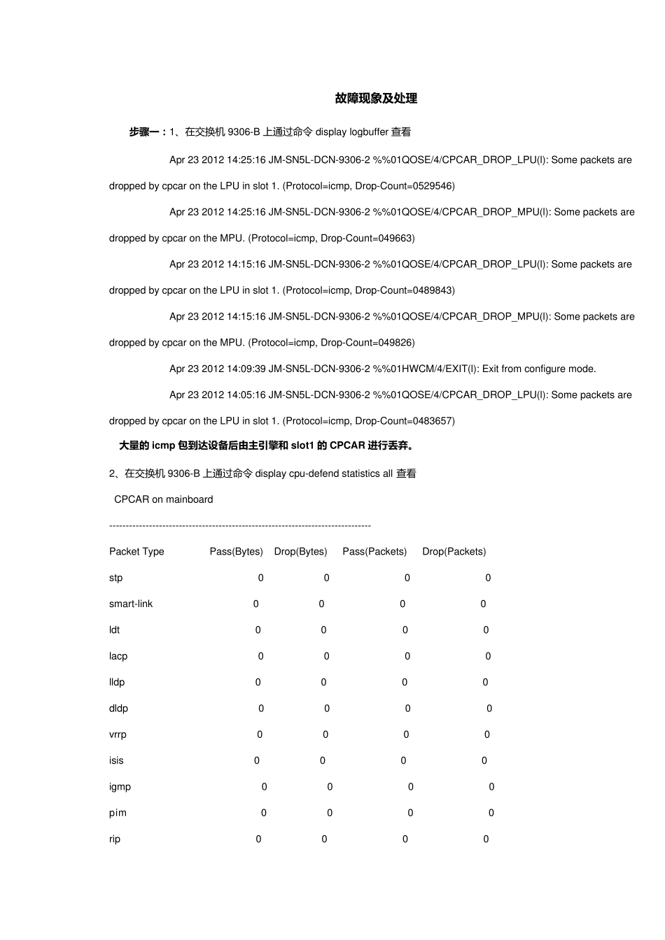 华为9306交换机ICMP包攻击导致直连丢包但业务不受影响故障处理_第2页