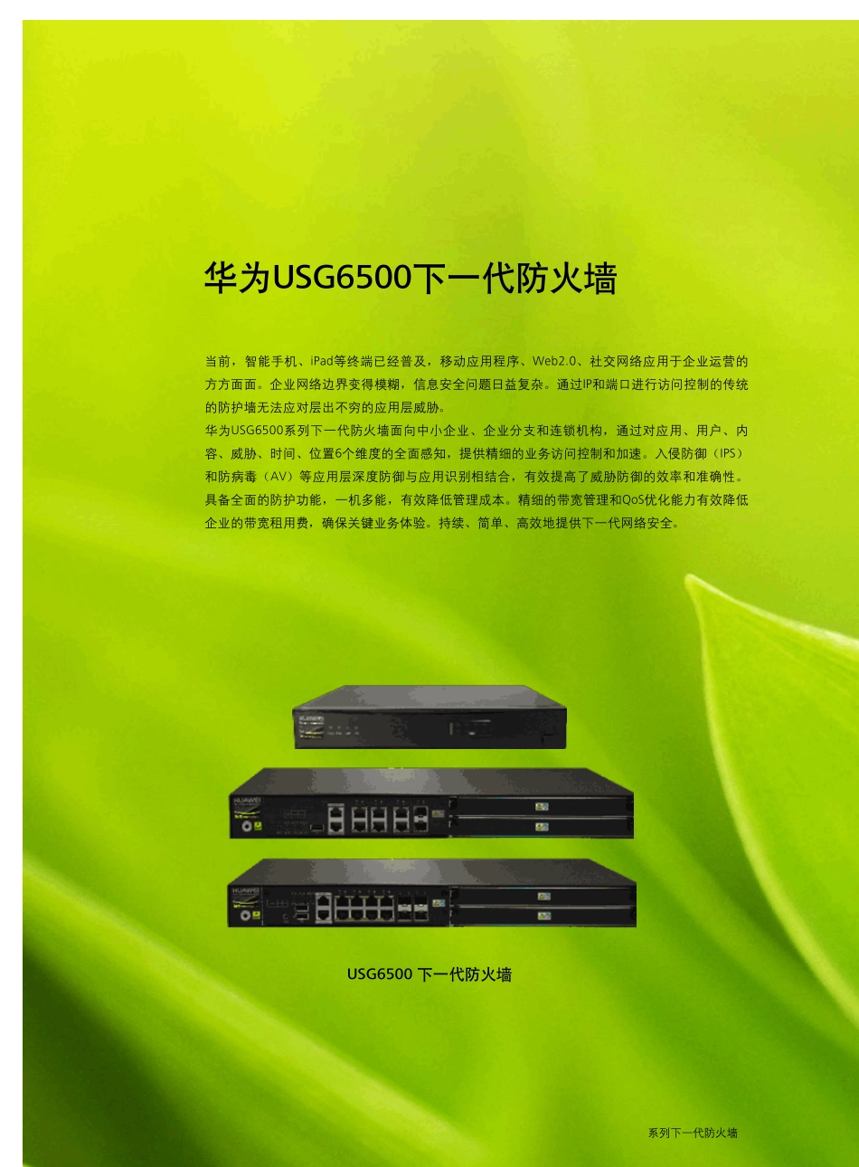 华为USG6500系列下一代防火墙详版彩页_第1页