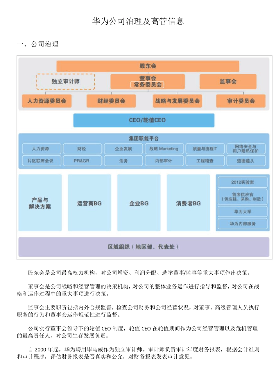 华为公司治理及高管信息_第1页