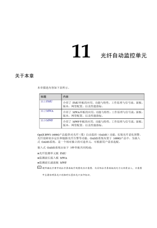 华为波分技术光纤自动监控单元