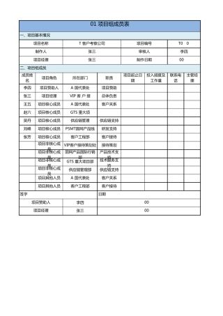 华为项目管理模版集合
