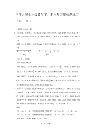 华师大版七年级数学下期末复习压轴题练习