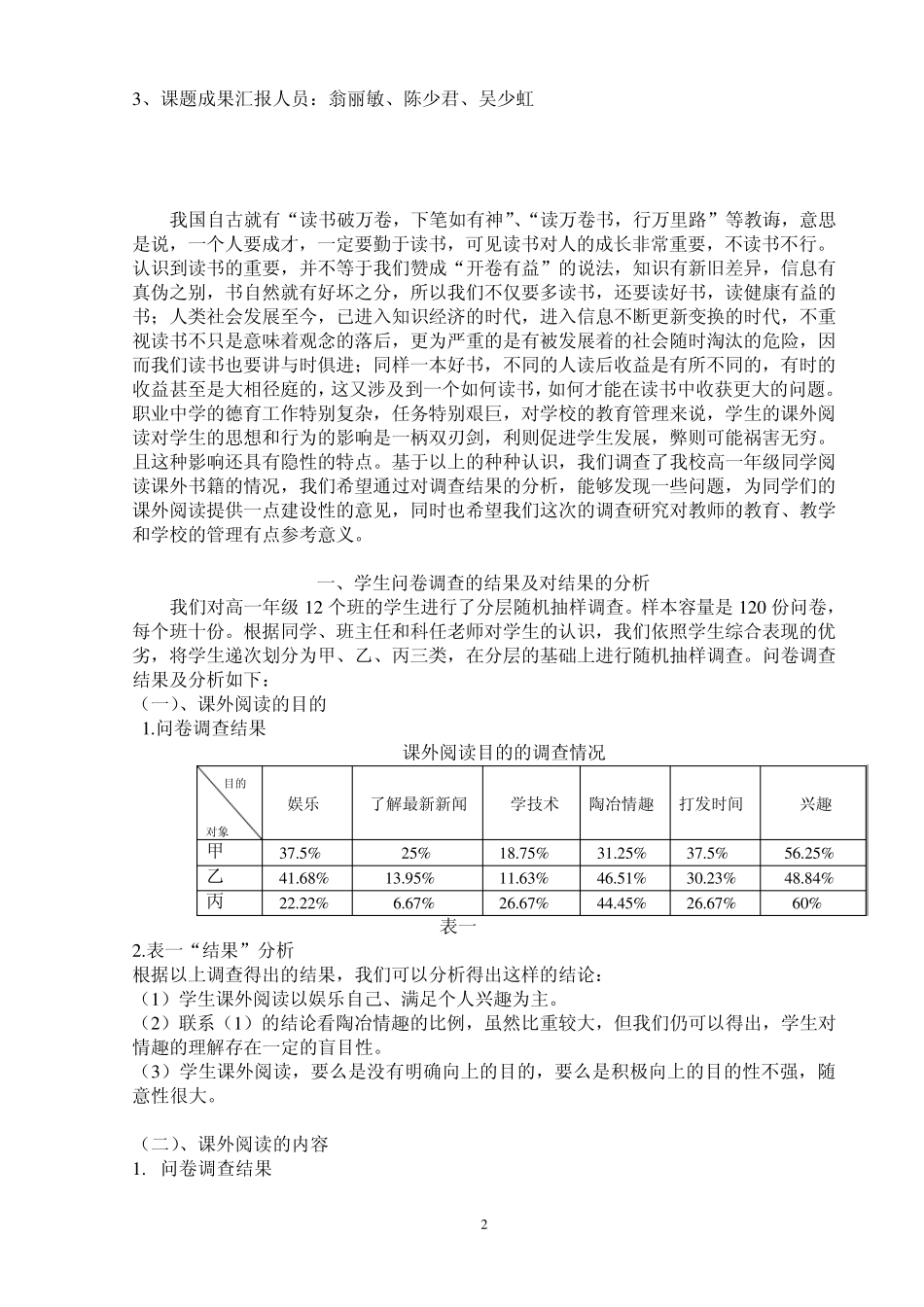 华强职校高一年级学生课外阅读书籍的现状及对策_第2页