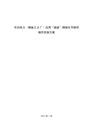 华润鲤鱼江火电B厂实验方案