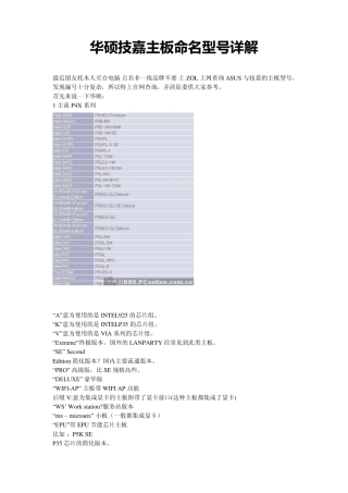 华硕技嘉主板命名型号详解