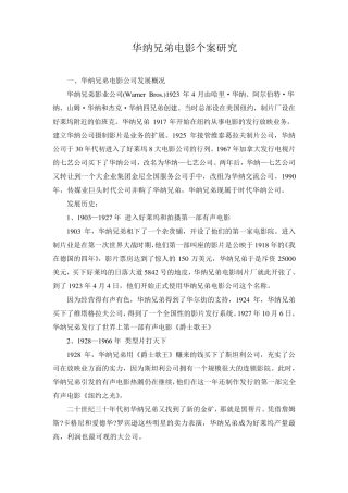 华纳兄弟电影公司案例分析