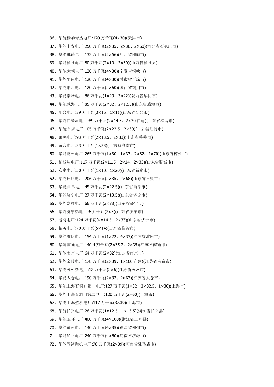 华能电厂分布及成员单位_第2页