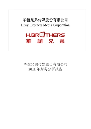 华谊兄弟财务报表分析