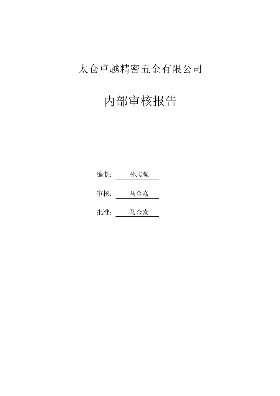 卓越内部审核计划报告ZY2010_第1页