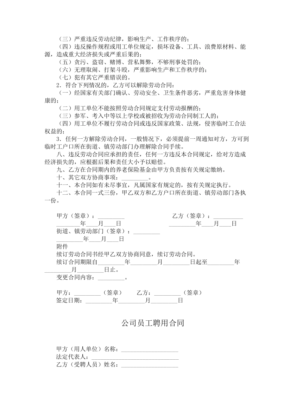 单位个人用工合同_第2页