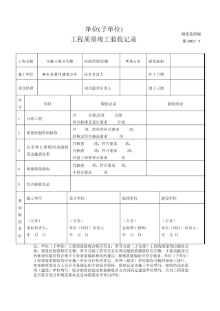 单位工程分部分项验收