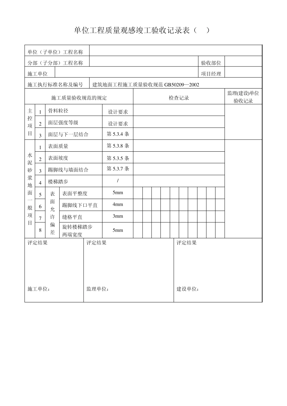 单位工程质量观感竣工验收记录表_第2页