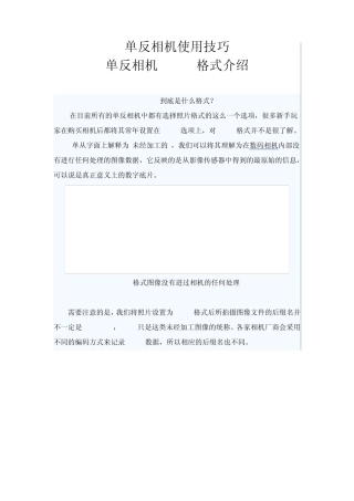 单反相机使用技巧4—单反相机RAW格式介绍